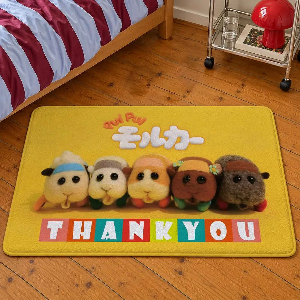 Floor Mat Molcar Soft Flannel Shiromo Entrance Doormat Non-Slip PUI Washable Rug For Bedroom Kitchen Potato Anime PUI Home Decor