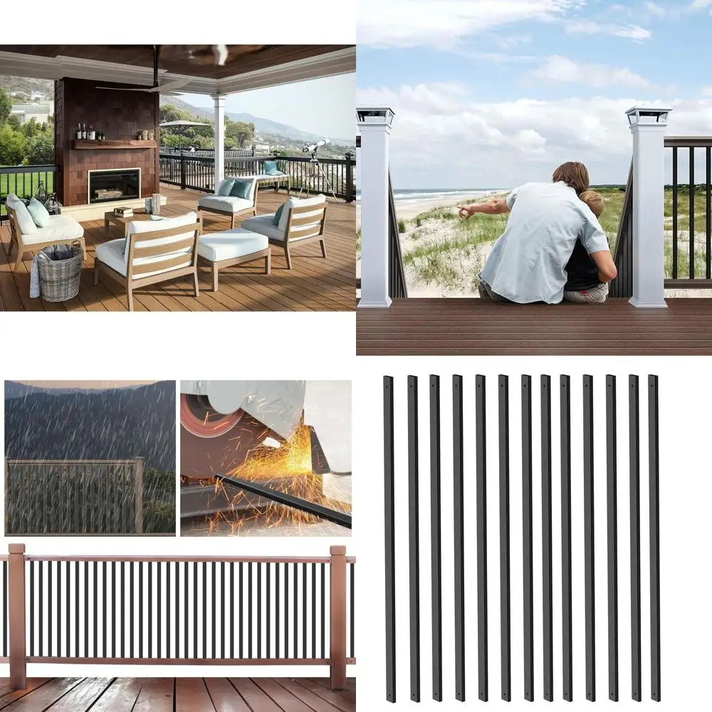 طقم مكون من 26 قطعة من الدرابزين المعدني المجوف مع أغطية نهاية ومسامير - 100 عبوة لدرابزين سطح السفينة وترقية الشرفة