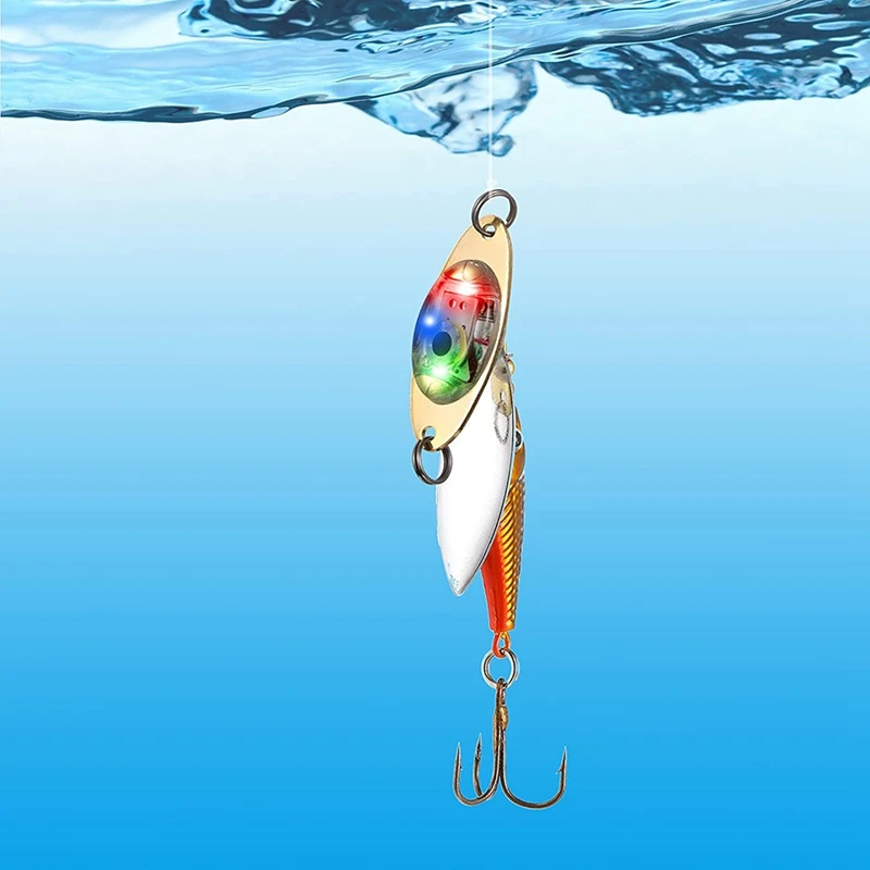 HOT-Señuelos de Pesca LED de 10 piezas, cucharas de pesca, luz de pesca subacuática intermitente de lubina, halubut, luz de arrastre profunda