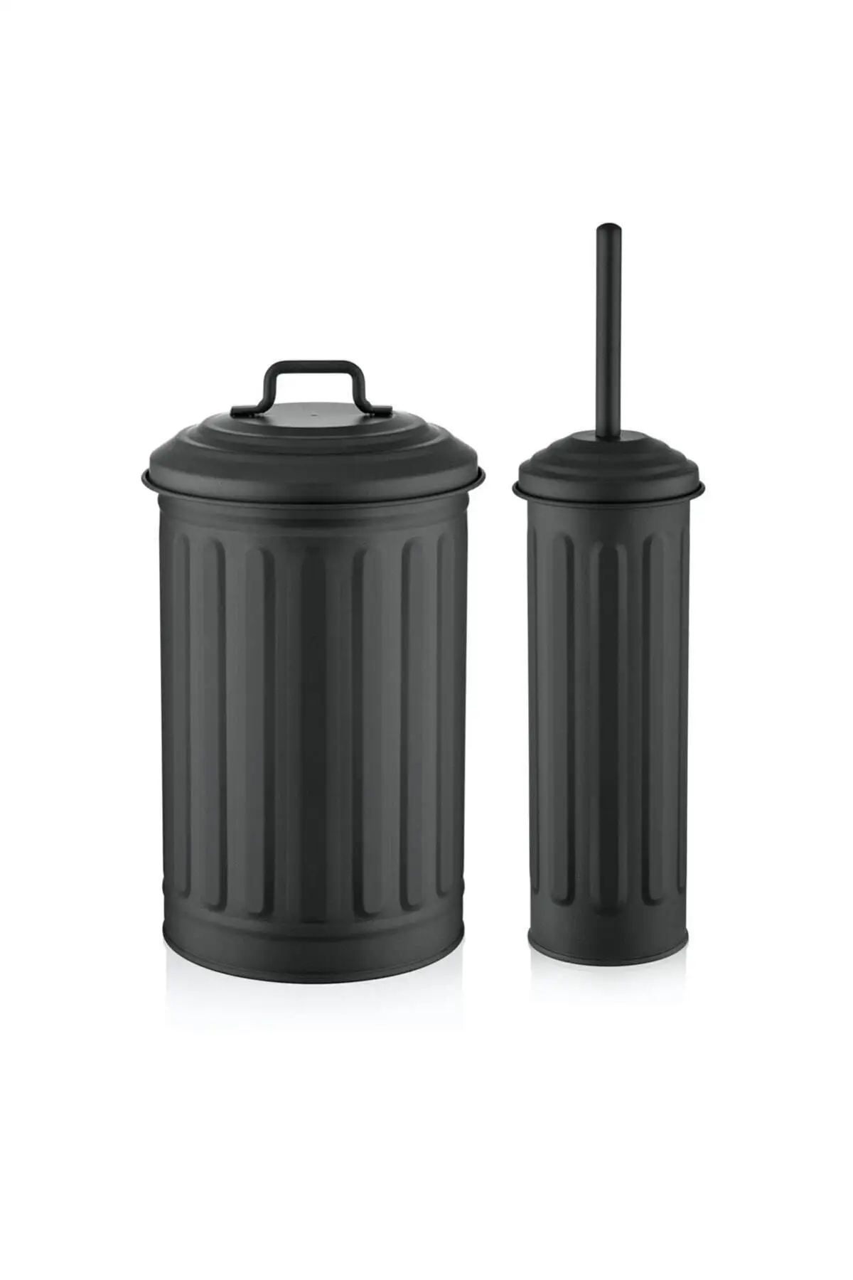 

2 Pcs Lux Black Metal Bathroom Accessories Set Stainless Stylish Toilet Brush And Trash Bin For Bathroom For Home Made in Turkey