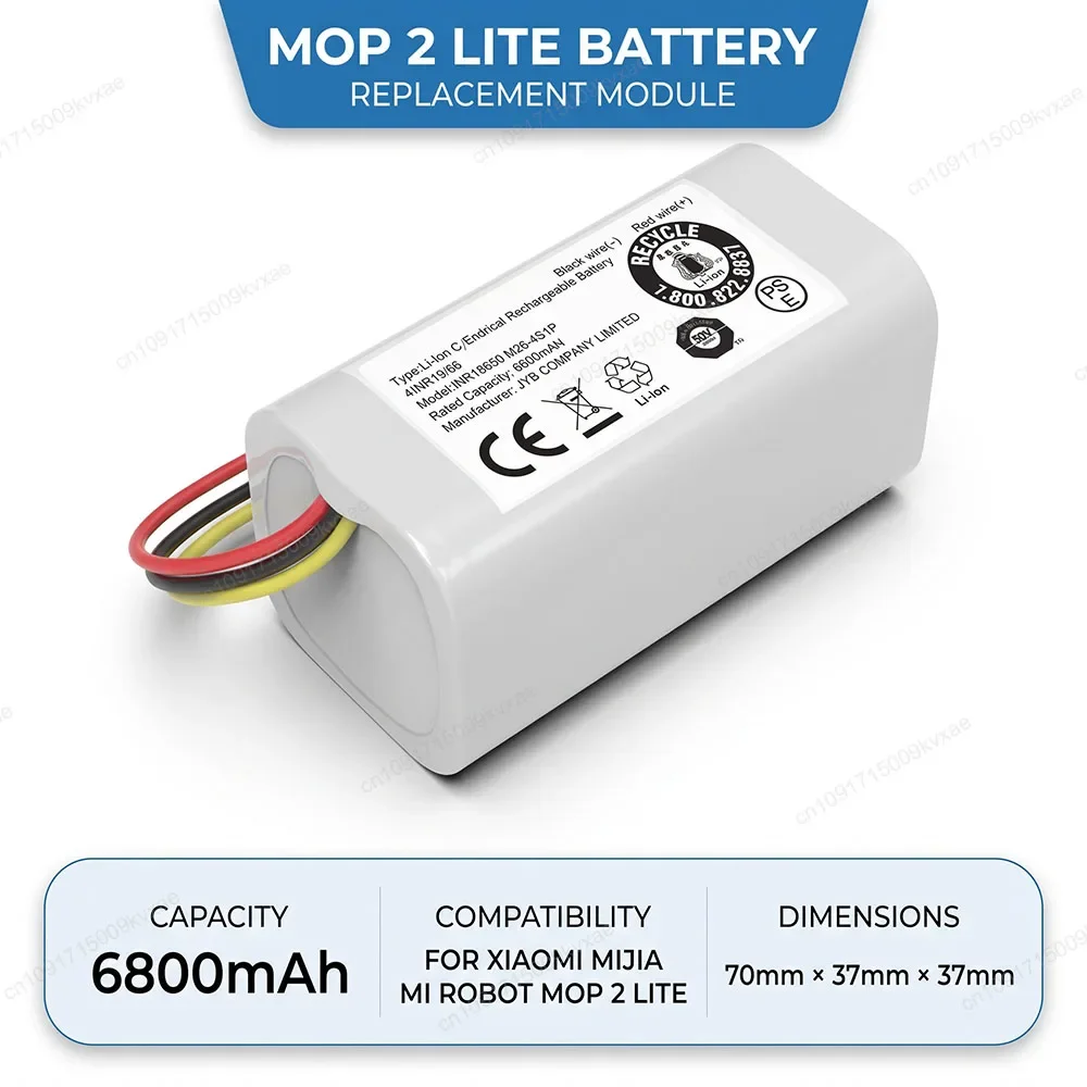 Upgraded Long Lasting 14.8V Battery for Xiaomi Robot Vacuum E10 E10c C103 Mop 2 Lite 3200mAh 3500mAh 6800mAh Li-ion Power Cell
