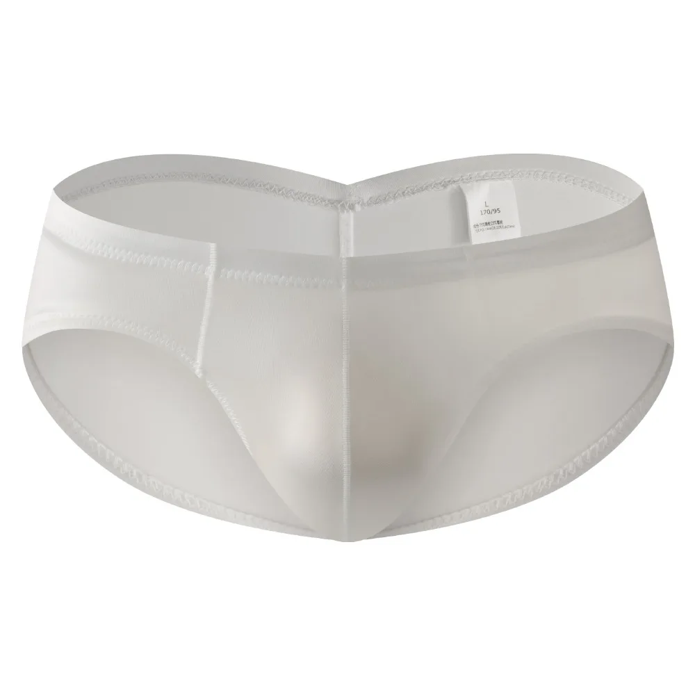 Luxury Low Waist Male Underwear Ice Silk Bulge Pouch Satin Silk Briefs Lingerie Glossy Shiny Men's Triangle Panties Sports
