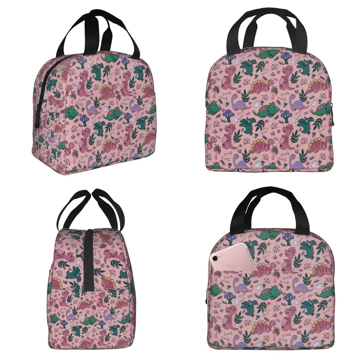 

Cartoon Cute Dinosaur Pattern Insulated Lunch Bag for Kids School Cooler Thermal Food Box Tote Leakproof Lunch Boxes Container