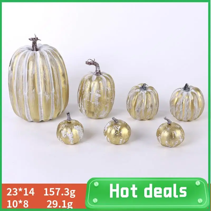 

8PCS Assorted Fall Artificial Pumpkins Gold Brushed White Pumpkins Decorative Pumpkins Foam Pumpkins Gold&White