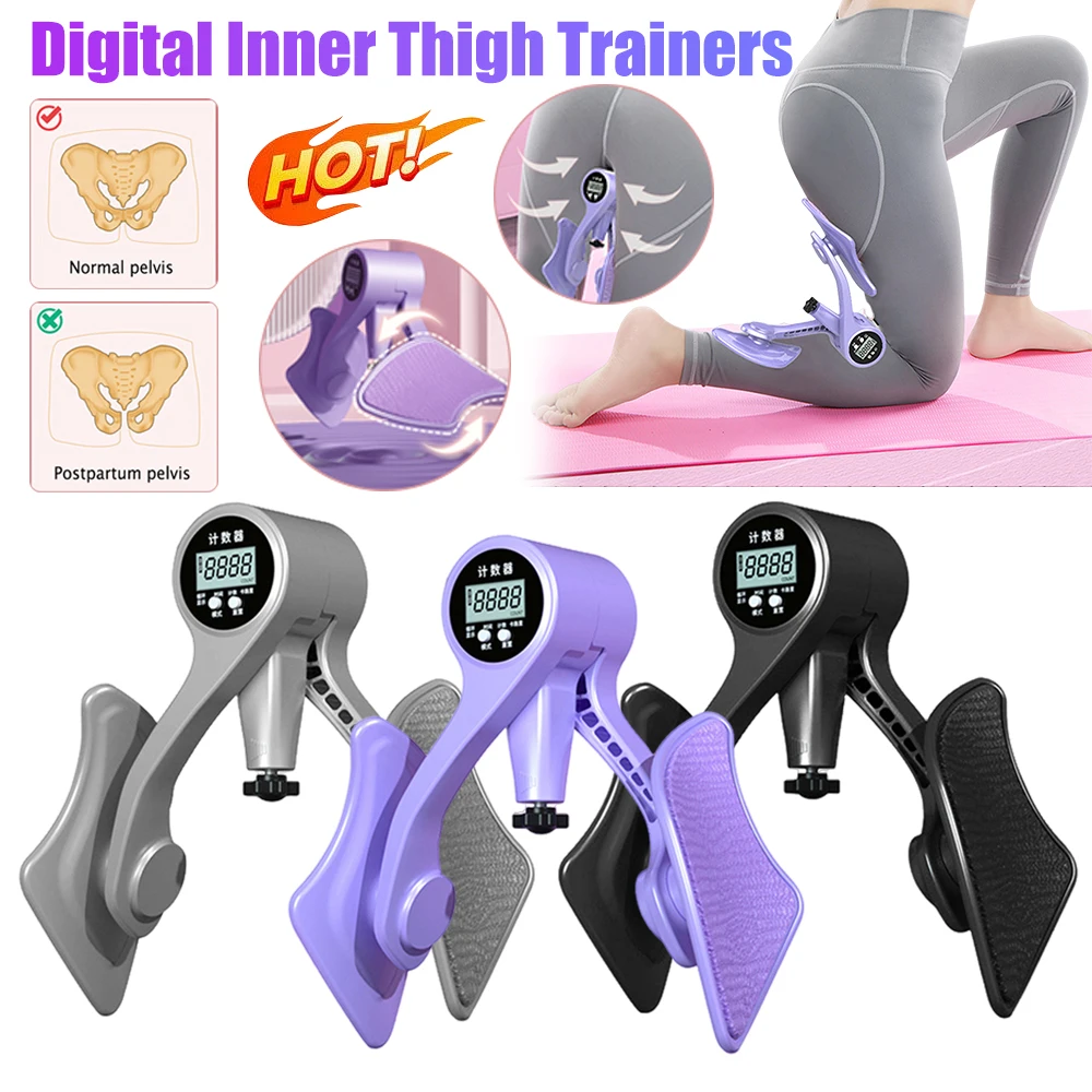 Digital Inner Thigh Exerciser with Counter Pelvic Floor Muscle Strength Adjustable Skinny Legs Clip Men Women Yoga Equipment