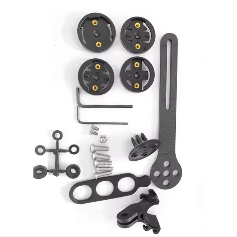Full carbon fiber for Garmin/bryton/cateye/igpsport Bicycle bike Computer support holder+GoPro Motion Camera Bracket+Lamp holder