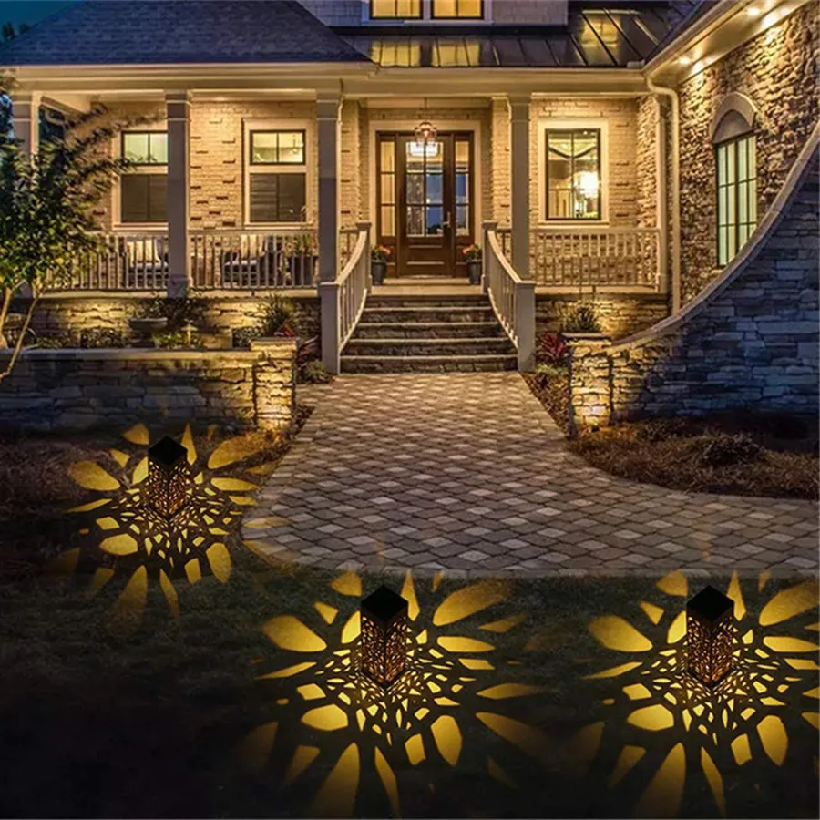 6/4/2/1Pcs Solar Led Aushöhlen Landschaft Rasen Lampen Wasserdichte Terrasse Yard Pathway Lichter garten Dekoration Außen Beleuchtung