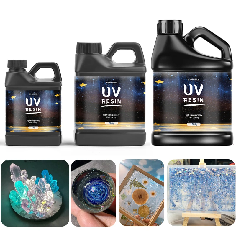 

250/500/1000g Large Capacity Epoxy Resin UV Glue Ultraviolet Curing Solar Cure High Hardness UV Glue For Jewelry Crafts Making