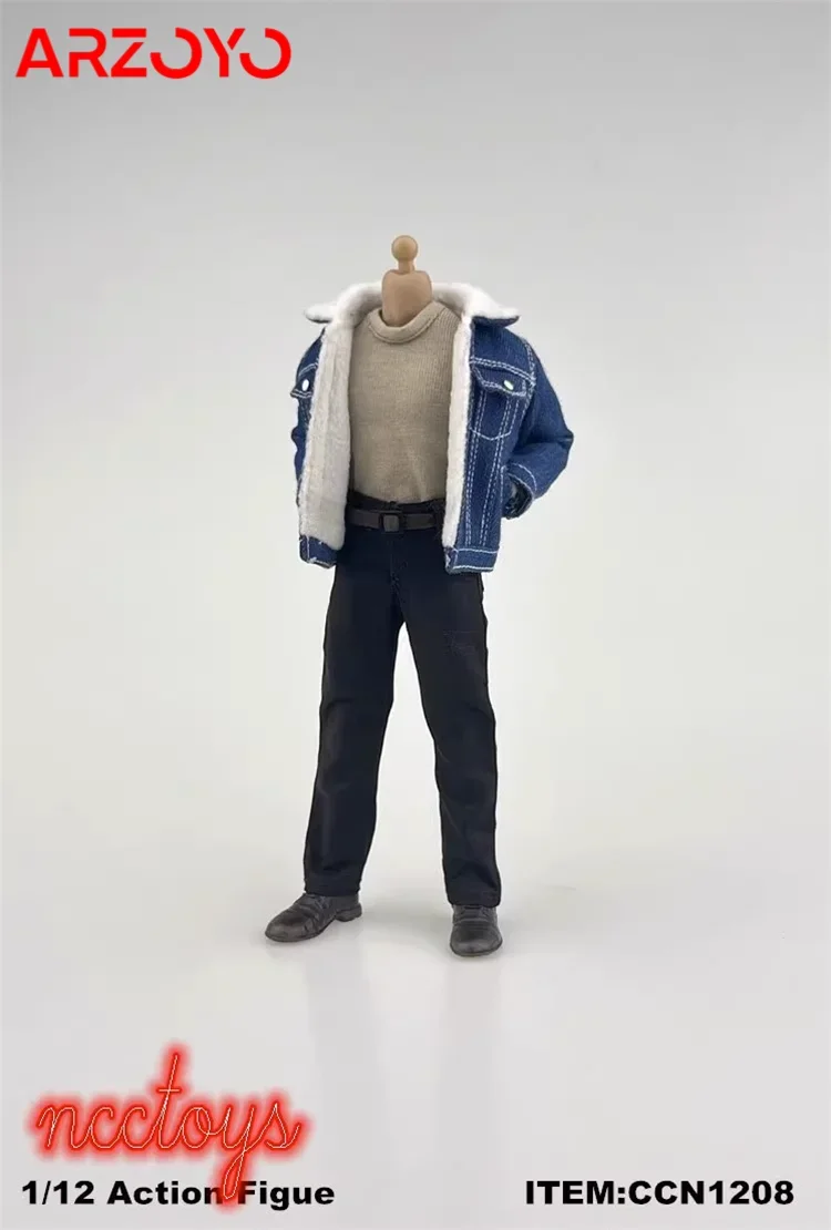 1/12 CCN1208 Lamb Down Denim Jacket Casual CCN1207 T-shirt CN1205 Pants Clothes Accessory for 6" Male Soldier Action Figure Body