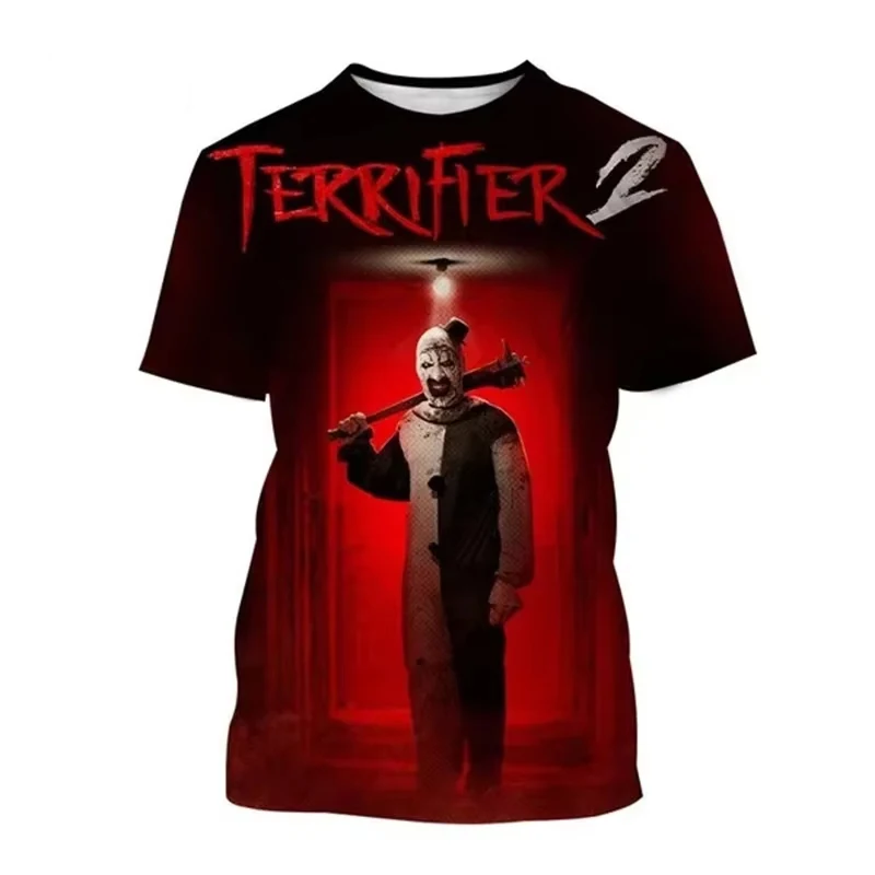 Terrifier-camisetas con estampado 3D de película de terror para hombre y mujer, pantalón corto informal a la moda, camisetas Harajuku de gran tamaño, ropa para hombre