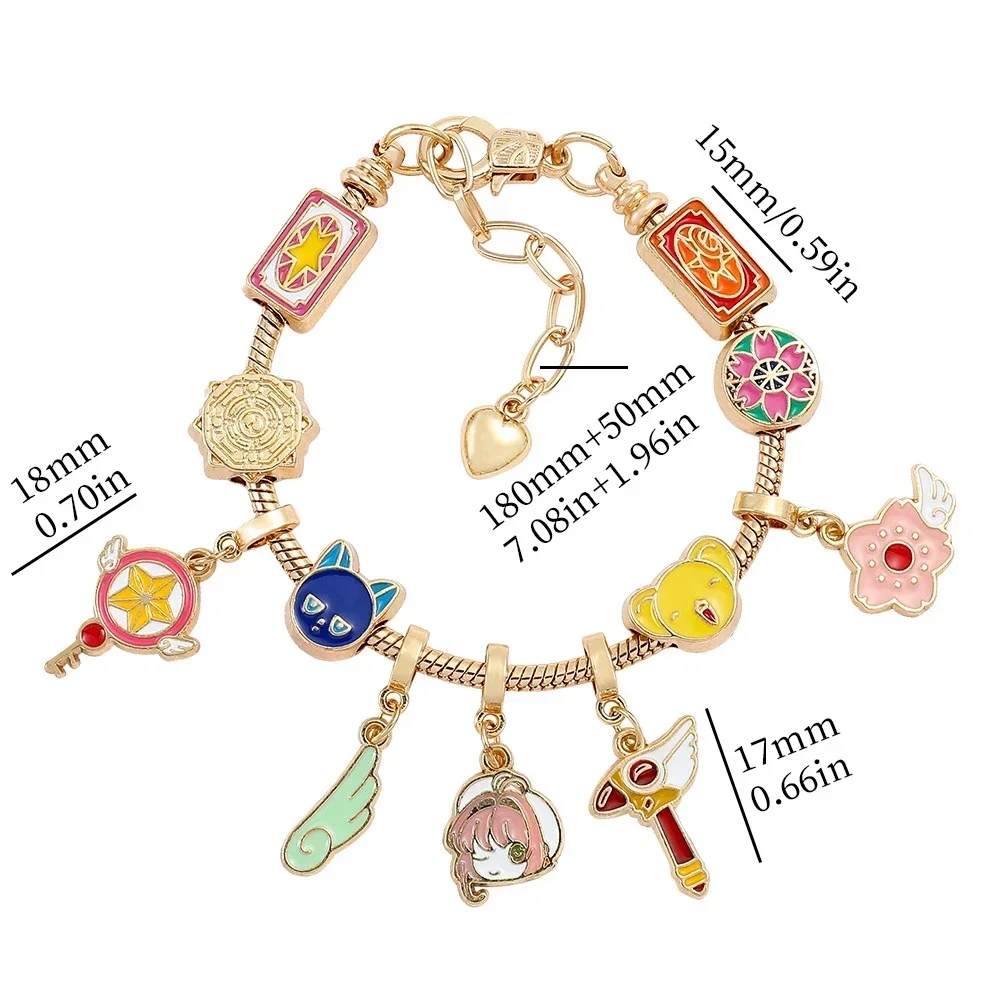 Anime Card Captor Sakura Cosplay Bracelet Kawaii Magic Wand Peandant Beads Fashion Pendant Bracelets Jewelry Christmas Gifts