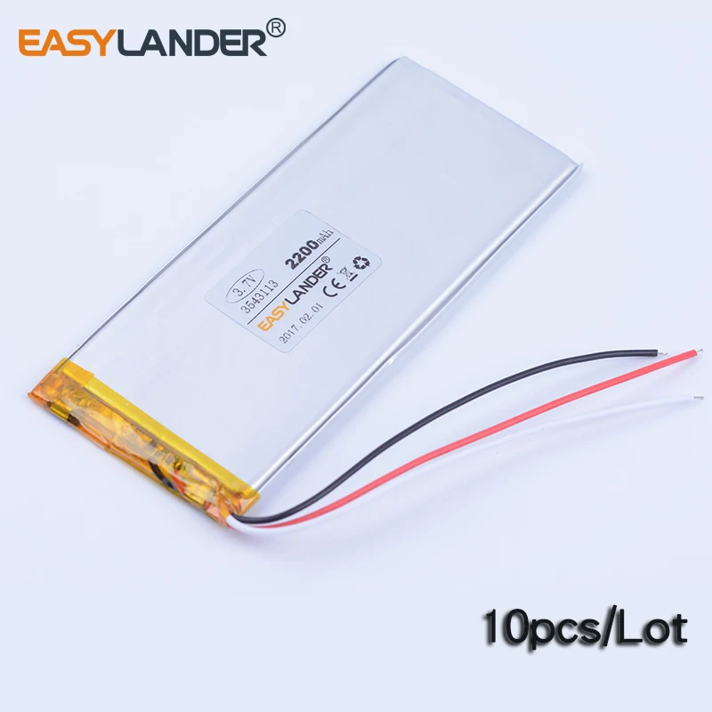 

3543113 10pcs/Lot 3.7V 2200mAh Rechargeable li-Polymer Li-ion Battery For power bank PDA Tablet PCs Digital Products 3545113