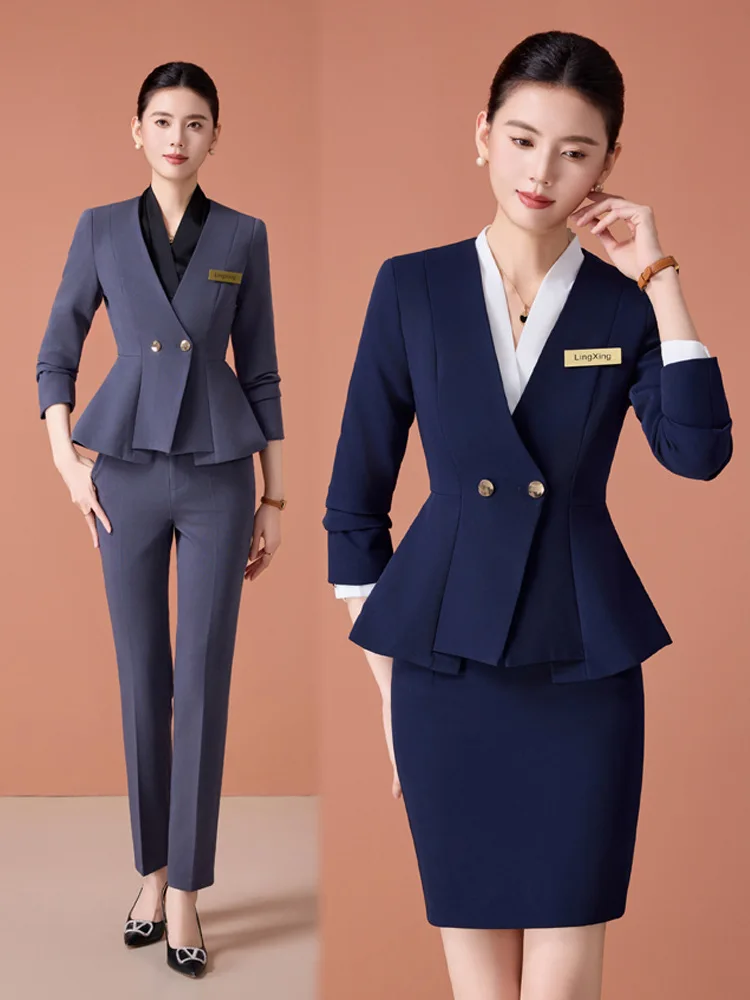 Professional women's suit, South China Airlines flight attendant uniform, college attire, high-speed train conductor uniform, ho