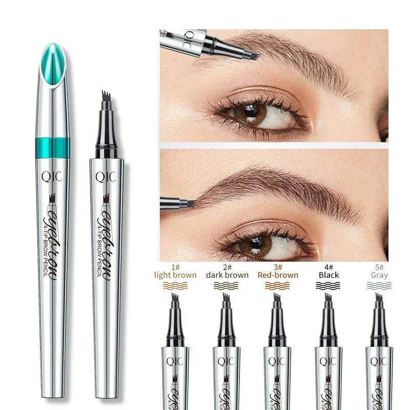 Heallor QIC Four-Jaw Ultra-Fine Liquid Eyebrow Tattoo Pencil Waterproof And Sweat-Proof Dark Brown Liquid Brow Pen Makeup Cosmet