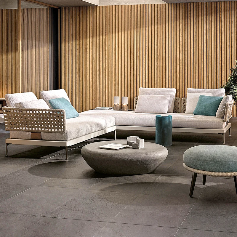 Gartenmöbel Outdoor Gartenmöbel Seil gewebte Sofagarnitur