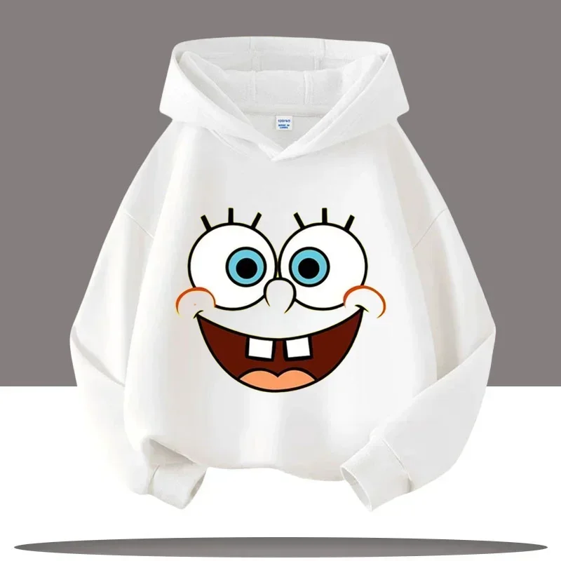 Neue süße Cartoon SpongeBob SquarePants Herbst- und Wintermode, niedliche Jungen- und Mädchen-Kapuzenpullover für den täglichen Ausflug, warme Kinderpullover – Detail 5