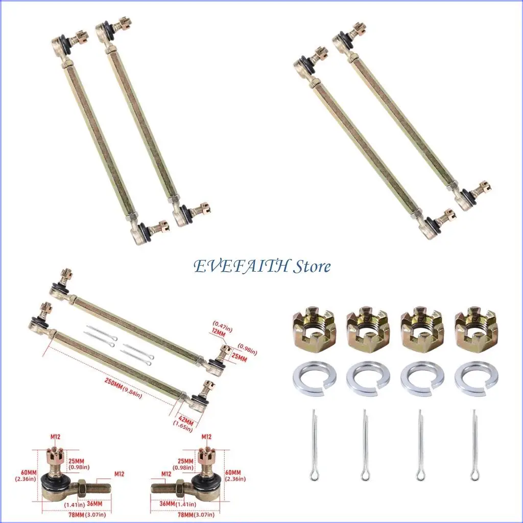 124B Industrial 330mm Adjustable Tie Rod Pair for 250cc Front Steering Service Work