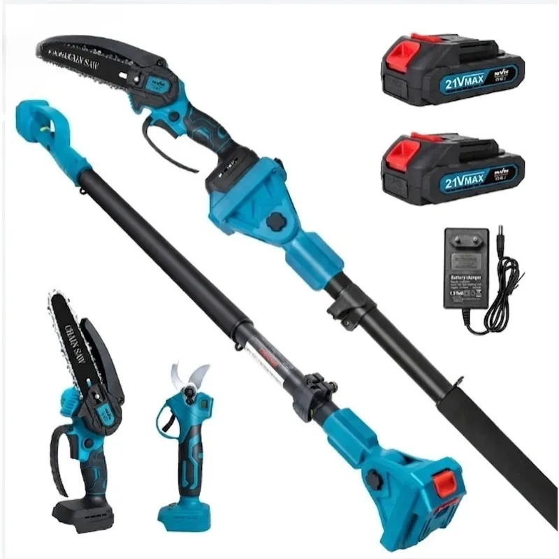High Efficiency Fruit Tree Pruning Cutter Garden Scissors 32mm Cordless Battery Pruner Telescopic Pole Tree Pruner