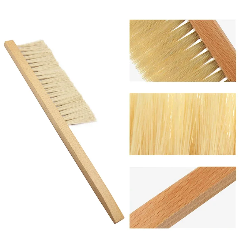 Beekeeping Tools Wood Honey Brush Wasp bee Sweep Two Rows Of Horse Tail Hair New Bee Brush Beekeeping Equipment For Beekeeping