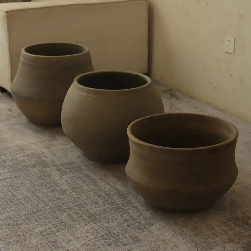 Spot ancient pottery wabi sari coarse pottery ornament earth pottery collection art pot calligraphy and painting tank re