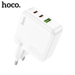 HOCO 65W GaN Fast Charging Wall Travel EU Charger For iPhone 15 14 13 Pro Max PD Dual USBC QC3.0 PPS Adapter For Samsung S24 S23