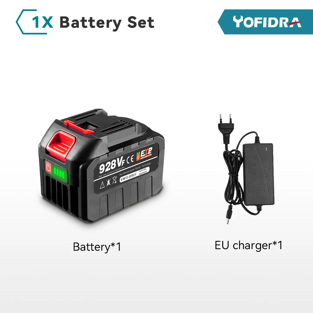 YOFIDRA 18-20V Oplaadbare 928vf 388vf 128vf Plus Lithium Ion Batterij voor 21V 18V Power Tool vervangende Batterij
