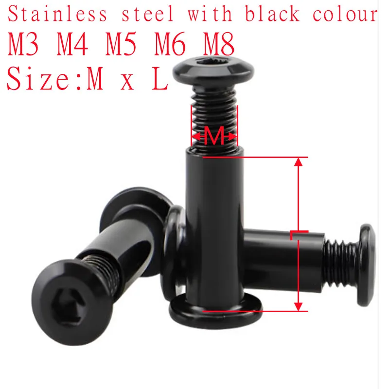 5pcs-10pcs M3 - M8 black colour Stainless Steel large flat hex furniture nut with screw Rivet Connector Insert Joint Sleeve Nut