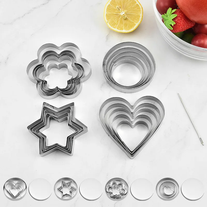 Fondant Cake Mold Cookie Cutters Stamper Biscuit Pastry Mousse Baking Decoration Tools For Christmas Embosser Heart Flower Star