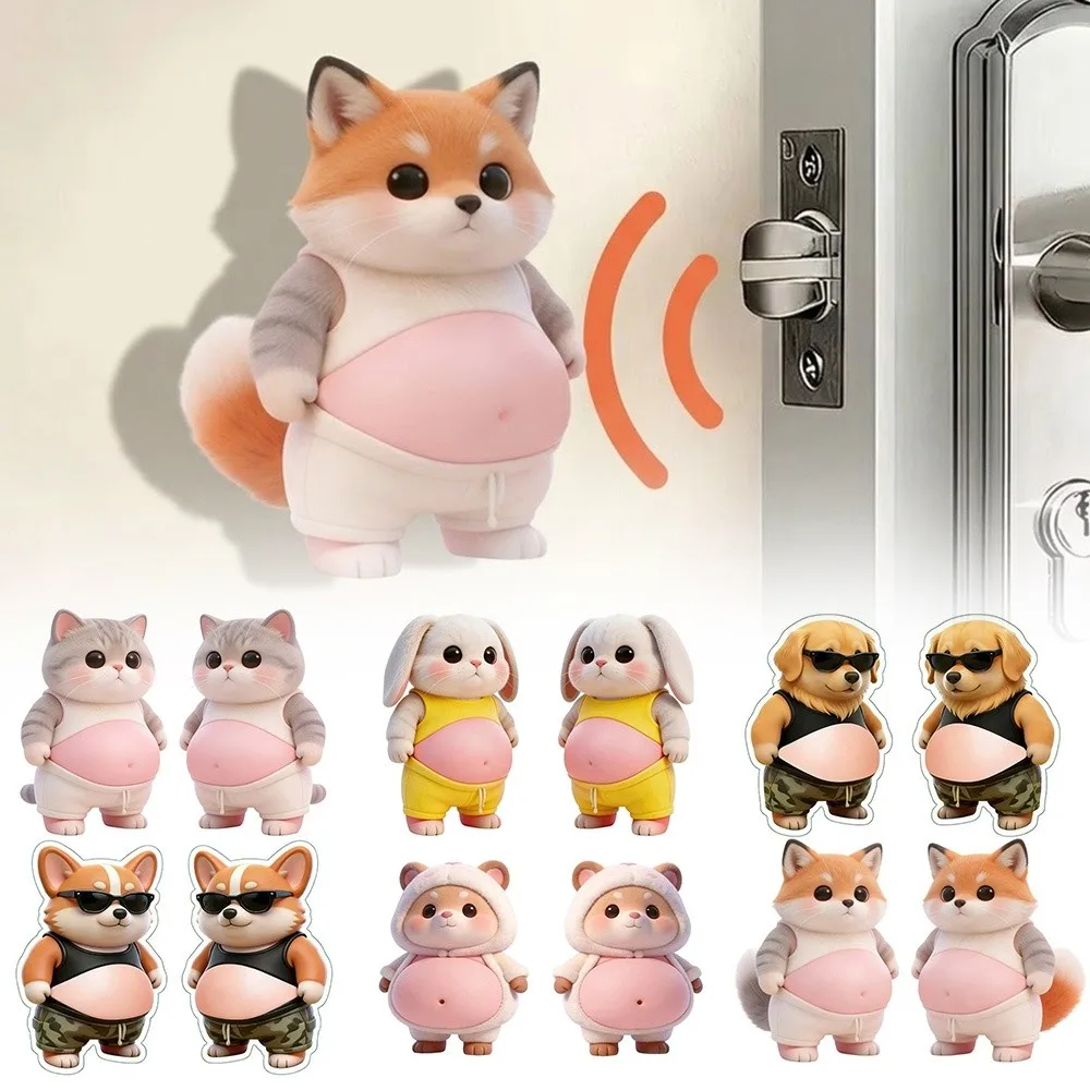 2PCS Cute Chubby Animal Door Stopper Soft Rubber Mute Design Anti-Collision Pad Anti-slip Self Adhesive Silicone Door Guard Home