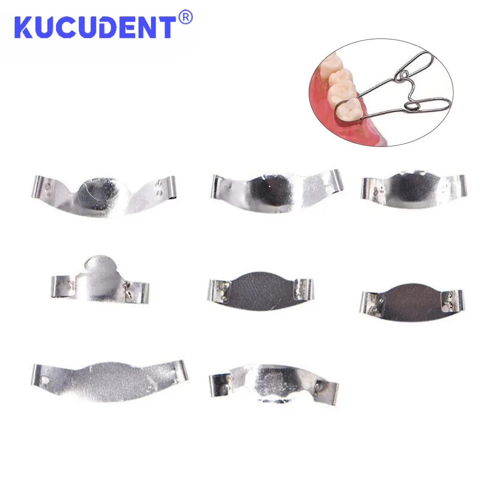 36/100Pcs Dental Matrix Band SystemContoured Metal Matrices with Spring Clip for Restorations 1.330/1.398 for Dentistry Tools