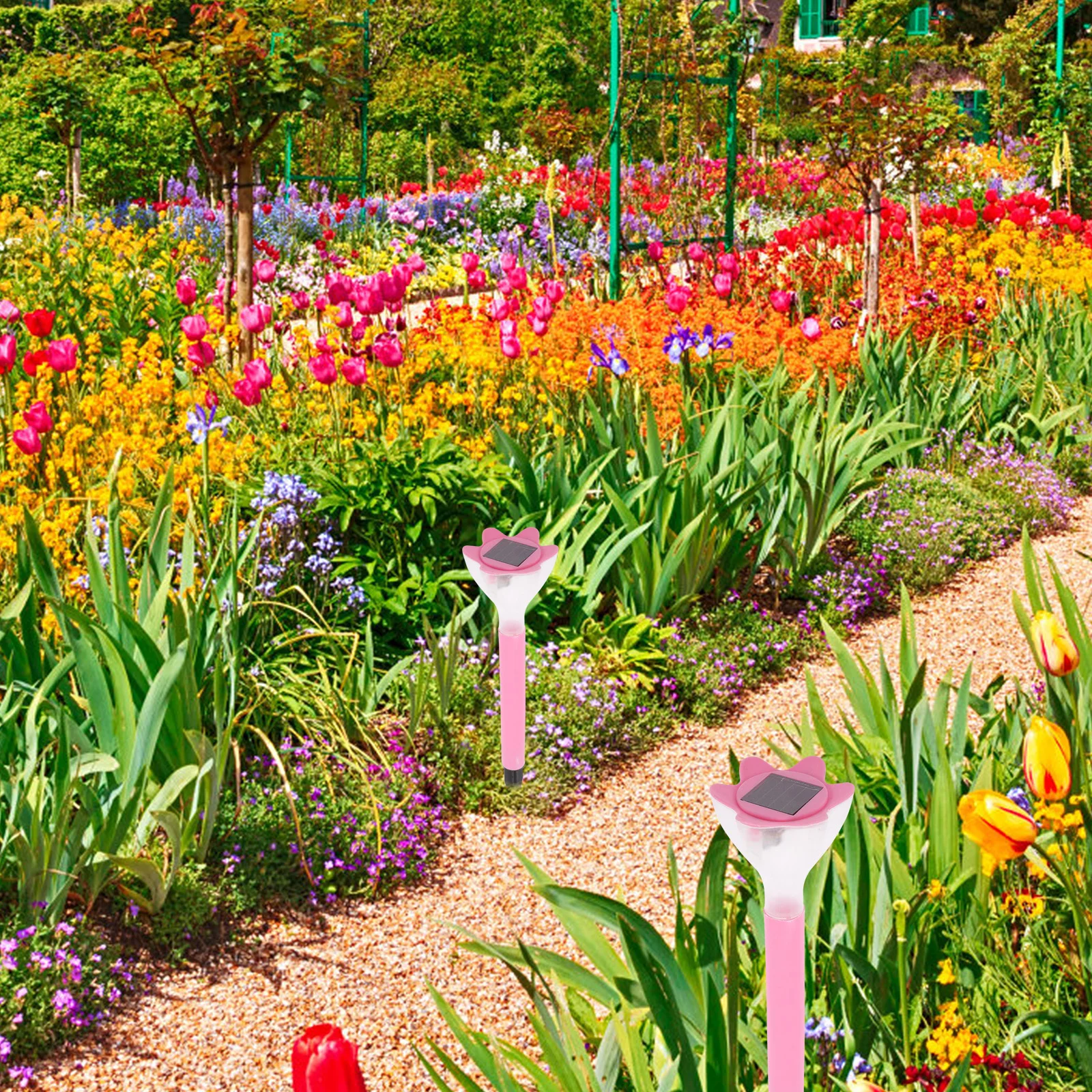 

2Pcs Solar Flower Lights Outdoor Garden Pathway Lights Decorative Stakes Solar Powered for Yard Patio Garden Stakes Decorative