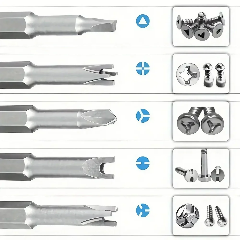 DUTRIEUX 5/7/13pcs Shaped Bits Set Hexagonal Handle Interface Bits U/Y-shaped Triangle Household Appliance Repair Screwdriver