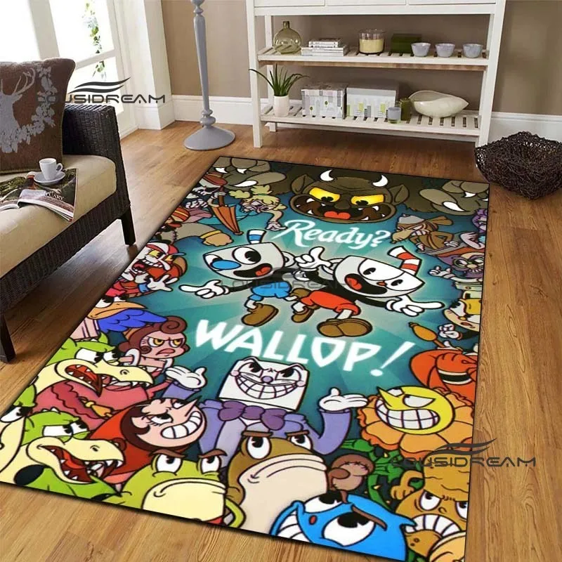 

Cartoon Game Cuphead Carpets and Rug 3D Printing Carpet Floor Mat Living Room Bedroom Large Area Soft Carpet Kids Room Rug