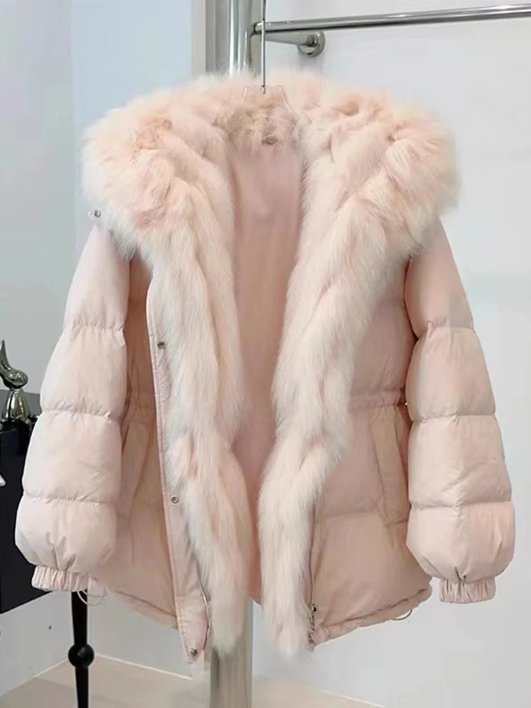 LANMREM Korean Style Winter Cotton Coat Women Fur Hooded Spliced Warm Thick Jackets Fashion 2024 Female New Clothing 2VV1812