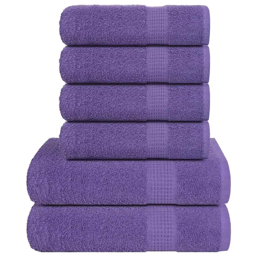 6-Piece Purple Towel Set - Ultra Soft 100% Cotton, 360 GSM Absorbent Bath Towels