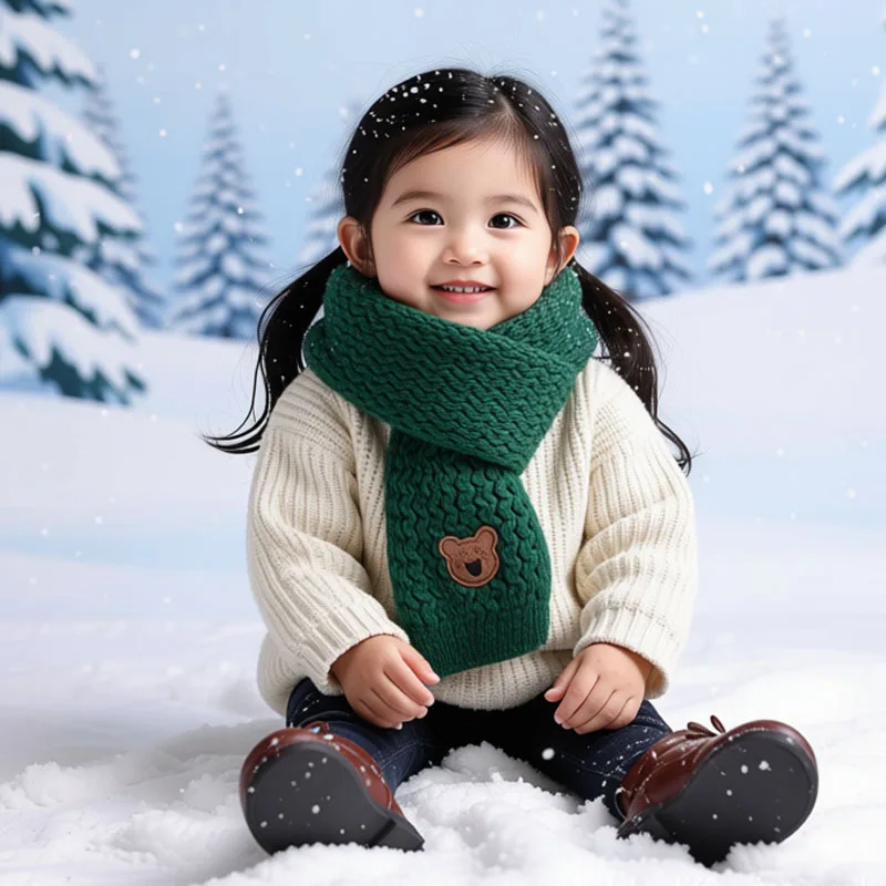 1-10 قطعة الشتاء الاطفال وشاح دافئ محبوك الرقبة أدفأ للبنين والبنات لطيف طفل رضيع وشاح الكورية نمط يندبروف #4