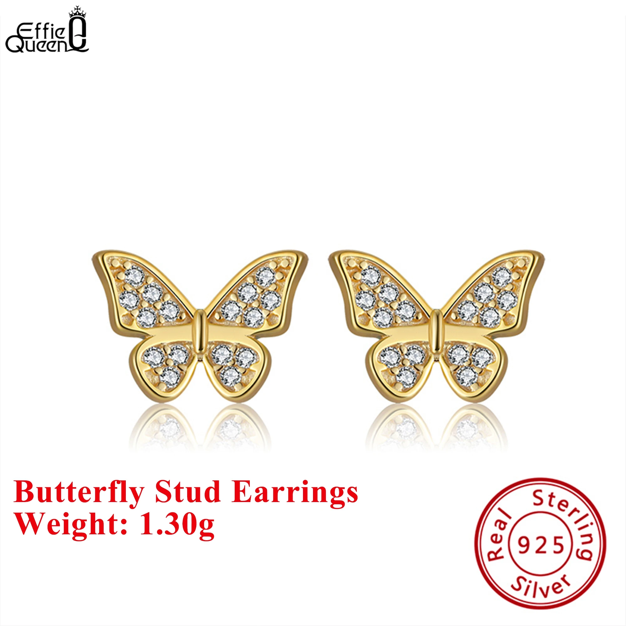 

Серьги-гвоздики Effie Queen из стерлингового серебра 925 пробы с золотом 14 карат, ювелирные изделия для женщин, аксессуары для ушей, подарок для банкета и вечеринки APE12