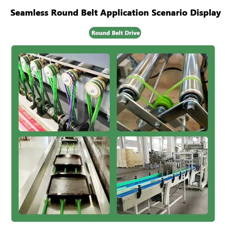 Rough Surface Green Polyurethane Solid Round Belt Meltable Cord Pu Drive Transmission Belt, Diameter 2/2.5/3/4/5/6/8/10-20mm