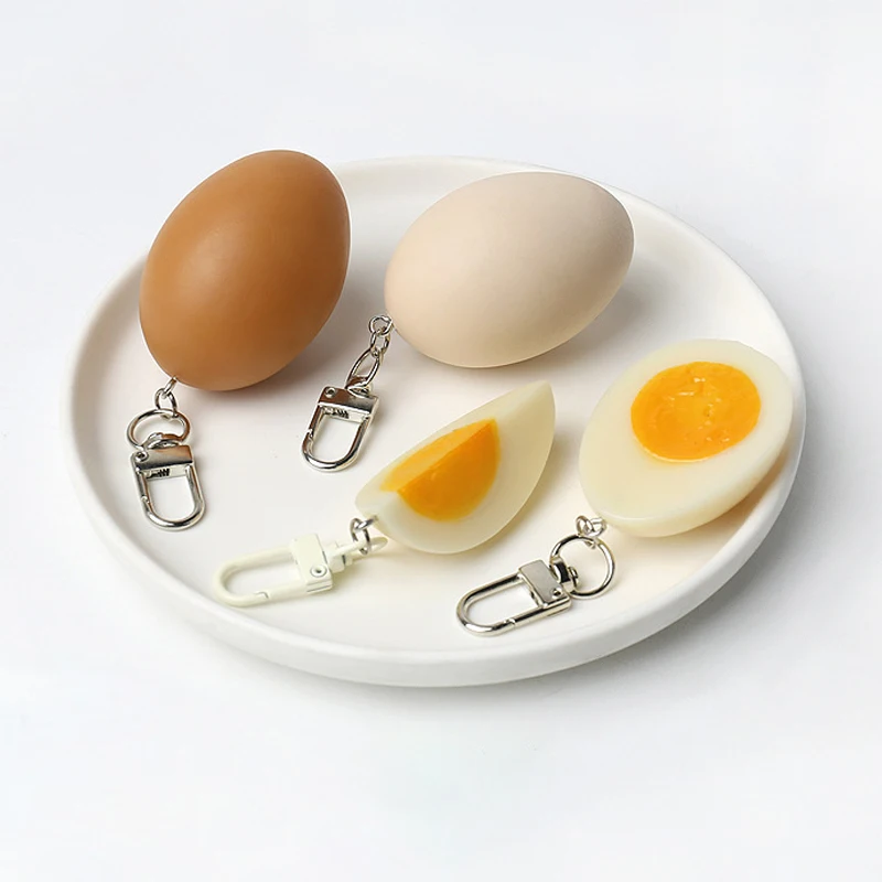 Creative Simulation Food Boiled Egg Keychain Delicious Pendant Backpack Hanging Decoration Accessories Personality Pendant Gifts
