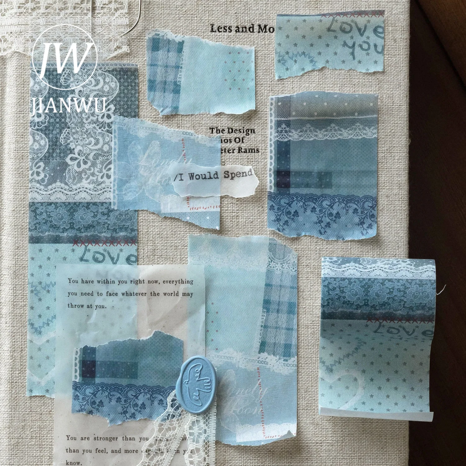 JIANWU 50mm*200cm Vintage Lace Pattern Landscape Material Collage Scrapbooking Washi Tape Creative DIY Journal Stationery view 3