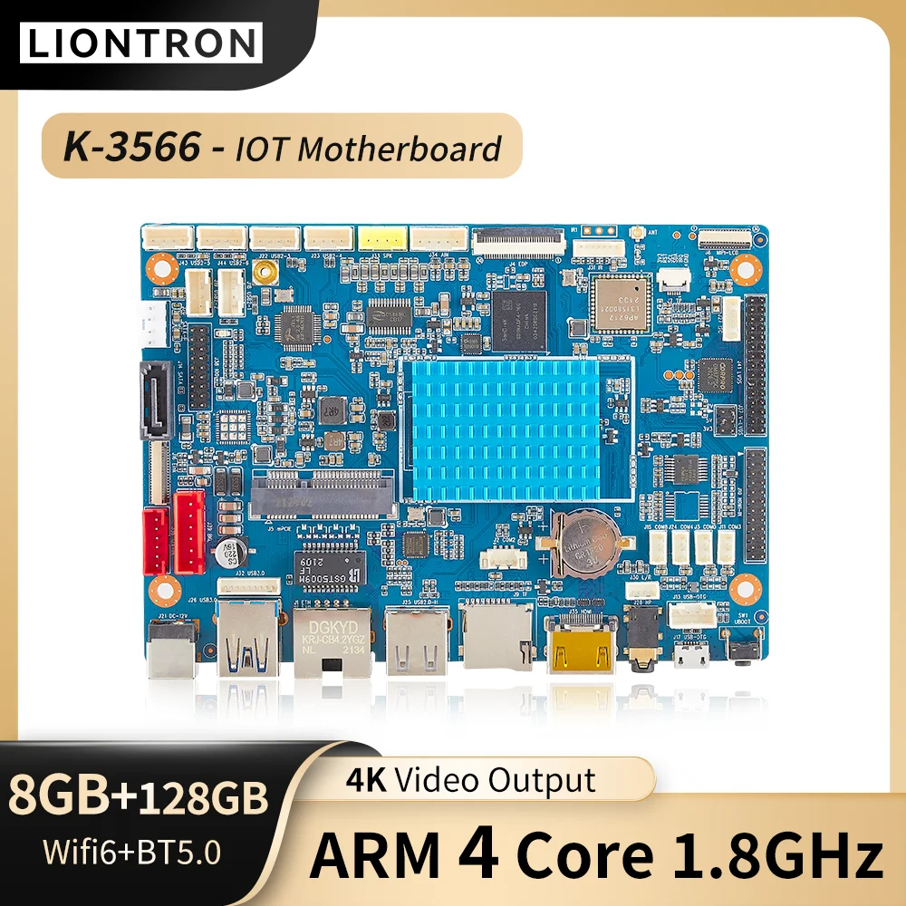 

Liontron K-3566 Motherboard Human machine interface Rockchip RK3566 Quad Core 0.8Tops LPDDR4 8GB RS232 RS485 SATA3.0 Board