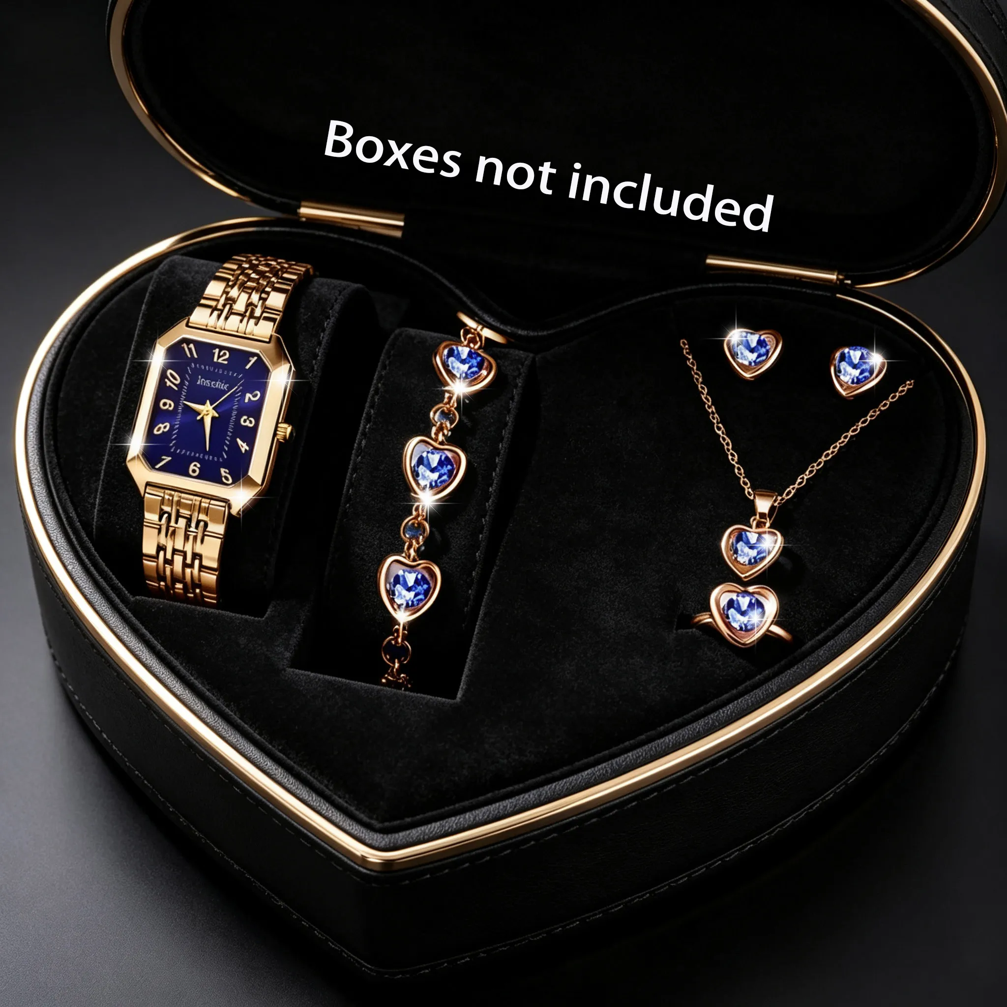 1Pc Women's Exquisite and Elegant Square Dial Quartz Watch + 5Pc Jewelry Set - Watch for Everyday and Formal Occasions - Birthday Gift, Anniversary Gift, Graduation Gift - Luxurious Design, Fashionable and Exquisite, an Excellent Gift Choice (Box Not Included)