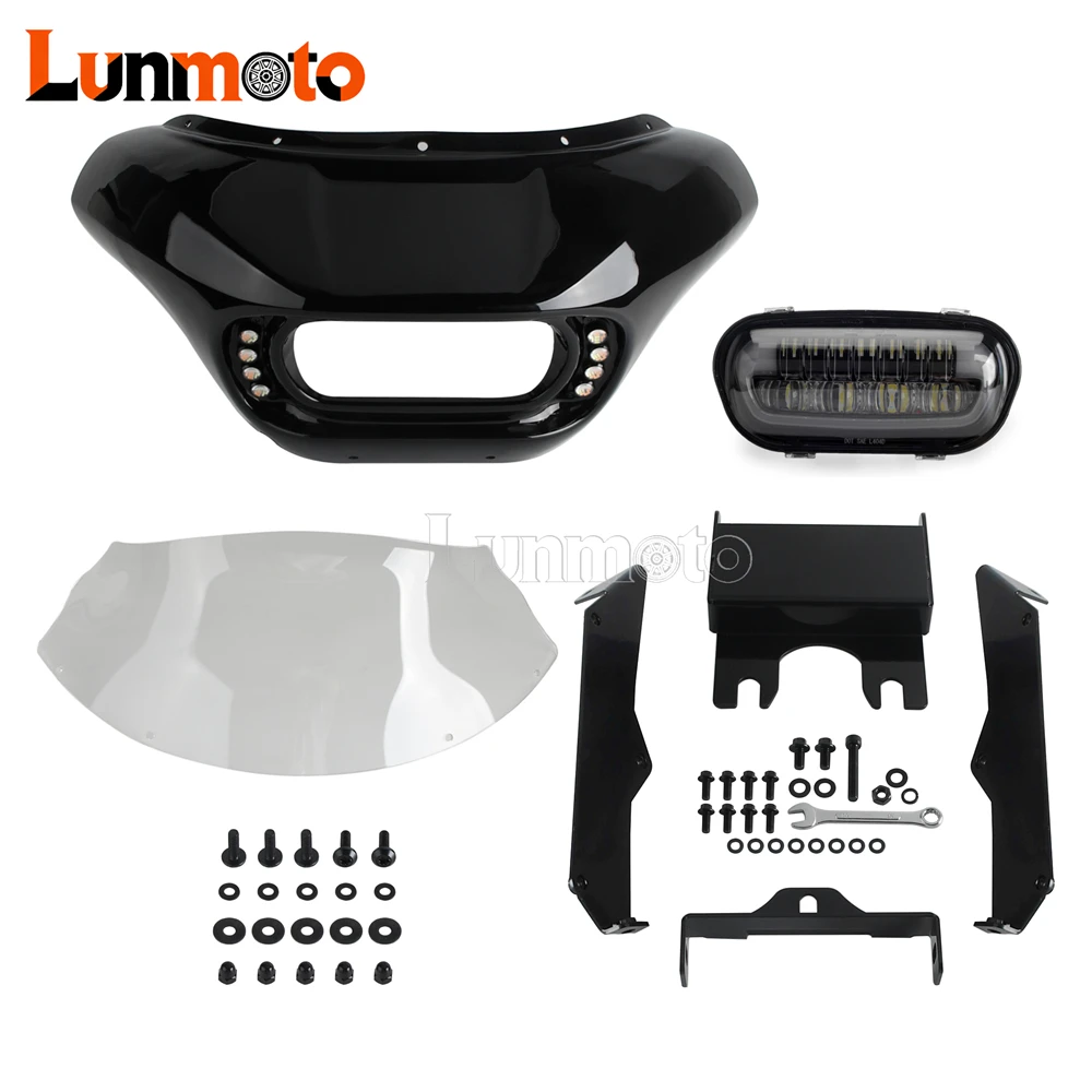 Front Fairing Motorcycle Fairing W/ Windshield & LED Headlight&Turn Signals For Harley Dyna FXDL FXDLS FXDFSE FXDBI FXDWG FXDC/I