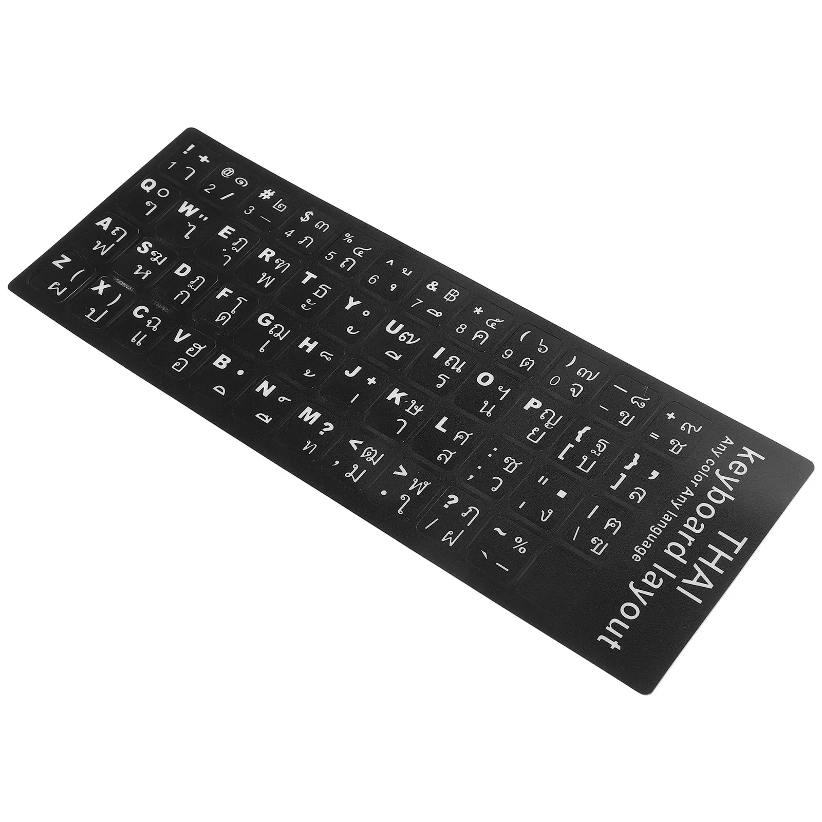 

2 Sheets Thai Keyboard Sticker Black Background Adhesive Replacement Decals for Computer Laptop Notebooks Language Letters