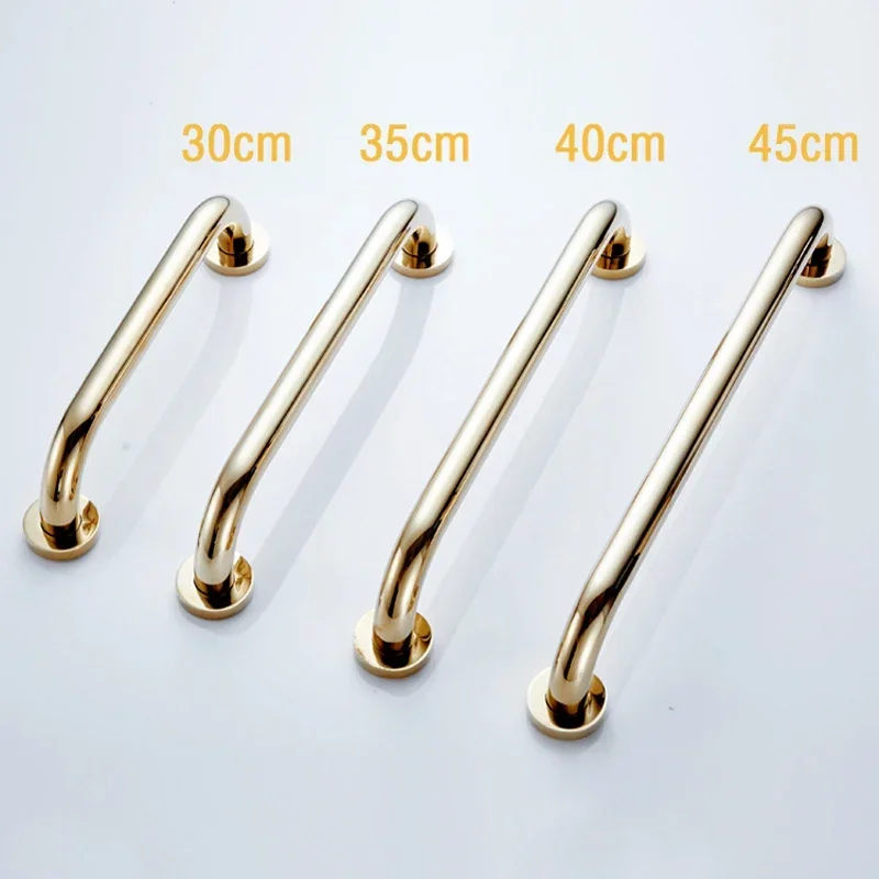 Grab Rail Gold Brass Wall Mounted Bathroom Armrest Handle Bathtub Grab Bar Toilet Elderly Handrail Home Safety