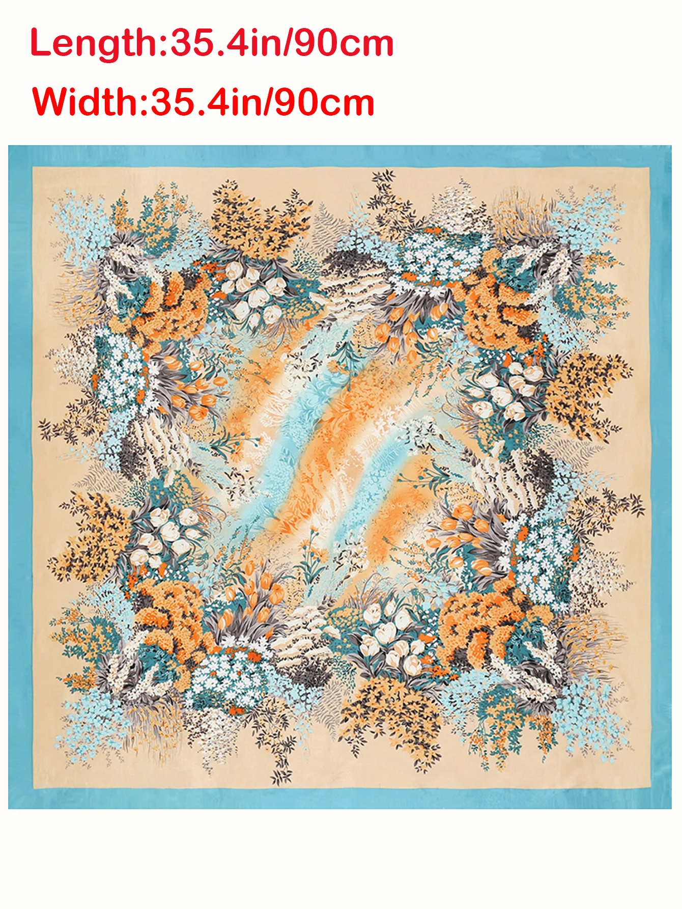 Neue Seide Quadrat Schal Frauen Designer Floral Print Satin Schals für Dame Foulard Bandana Schals Weibliche Halstuch 90 cm Hijab – Detail 1