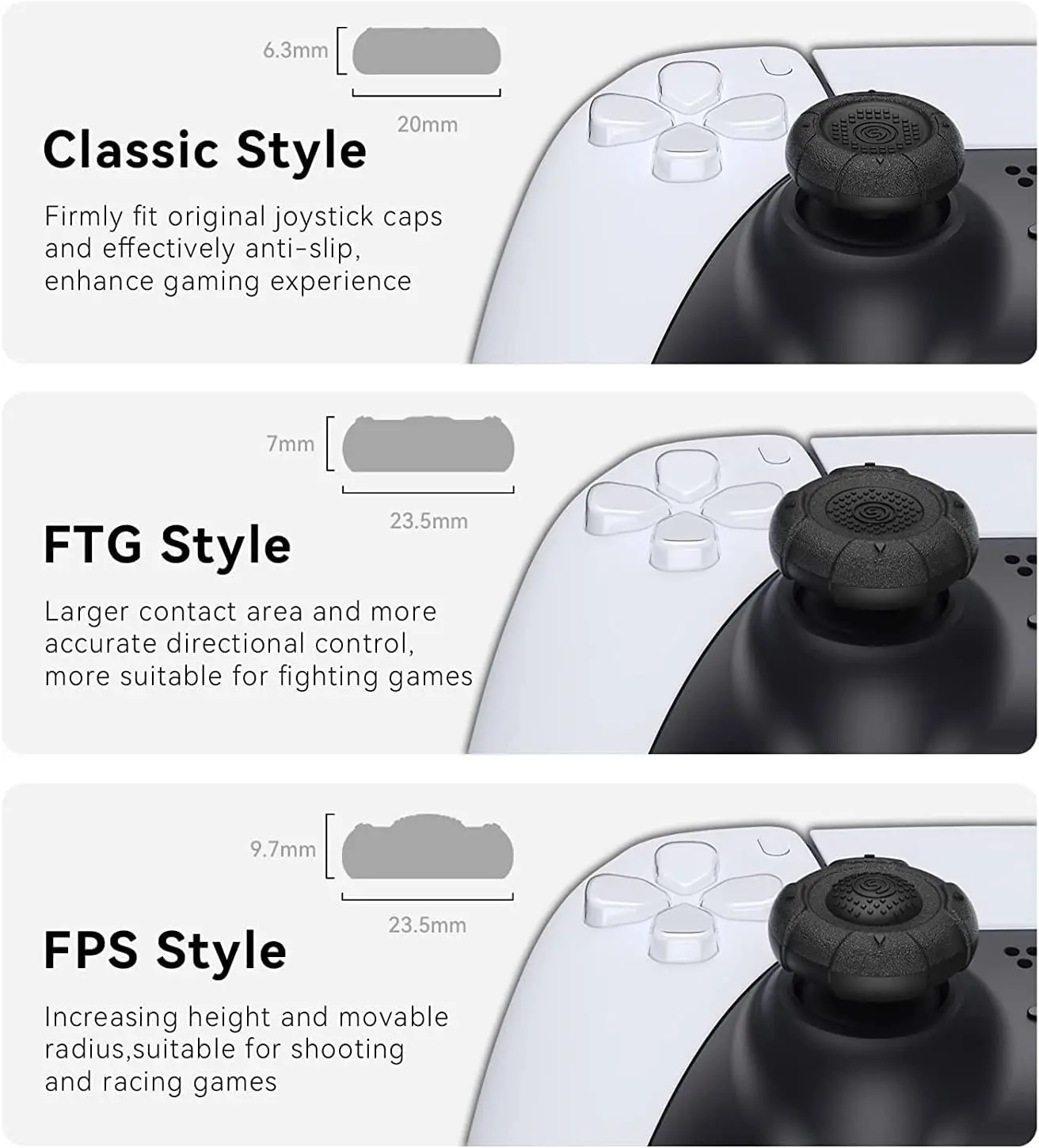 GeekShare Thumb Grip Caps for Playstation 5 Controller, Thumbsticks Cover Set Compatible with PS4 PS5 and Switch Pro Controller