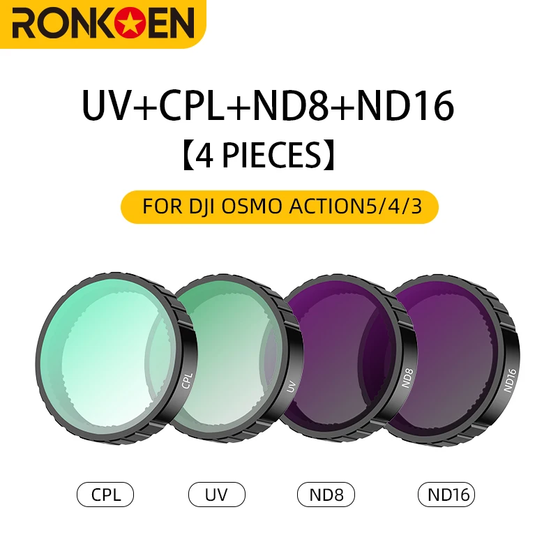 Ronkoen ND CPL Filter für DJI OSMO Action4/5Pro Action Kamera Zubehör CPL ND8 ND16 ND32 Objektiv Set Aluminium legierung Rahmen