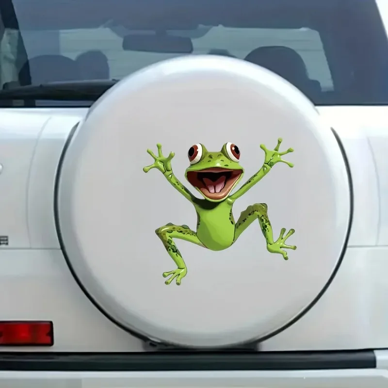 

1Pc Green Frog Jump Funny Car Sticker for Laptop, Water Bottle, Phone, Car Truck, Van, Motorcycle, Vehicle Paint Window