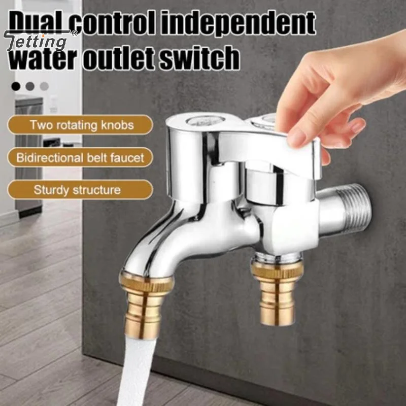 Multifunctional Copper Core Double Outlet Stainless Steel Washing Machine Taps Washing Machine-Specific Faucet For Household Us